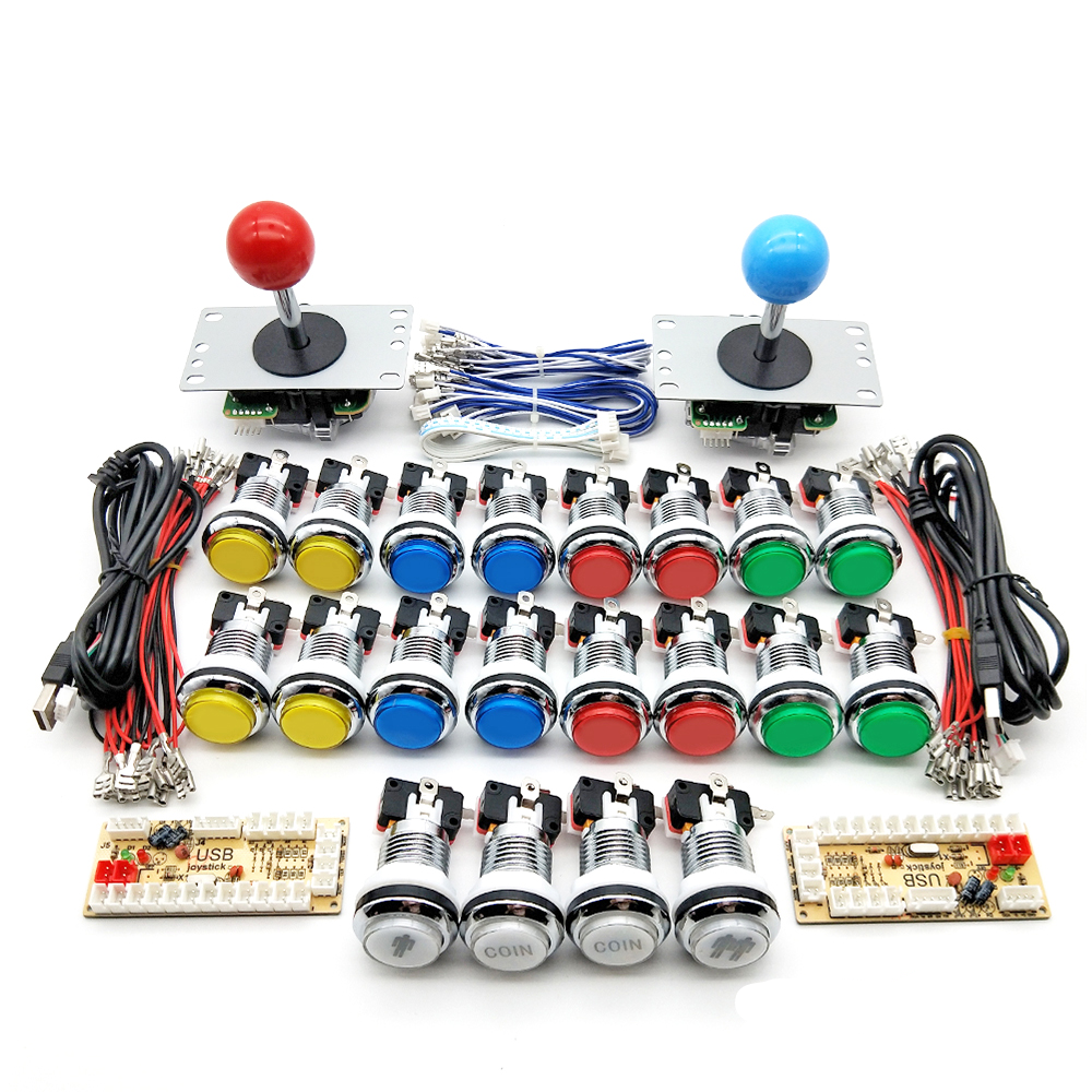 Arcade Button Pcb - Arcade Kit with LED Silver Chrome